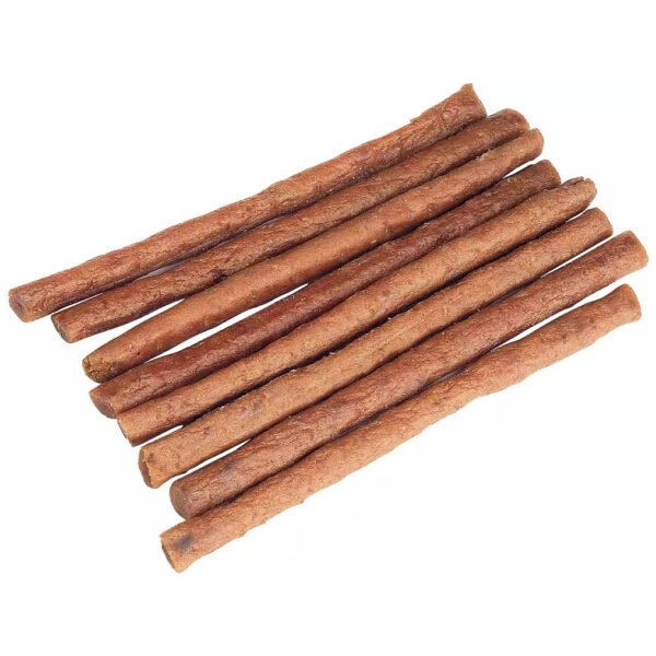 Close-up view of Dog Fest Flavored Meat Sticks, showing the brown, textured meat sticks arranged in parallel