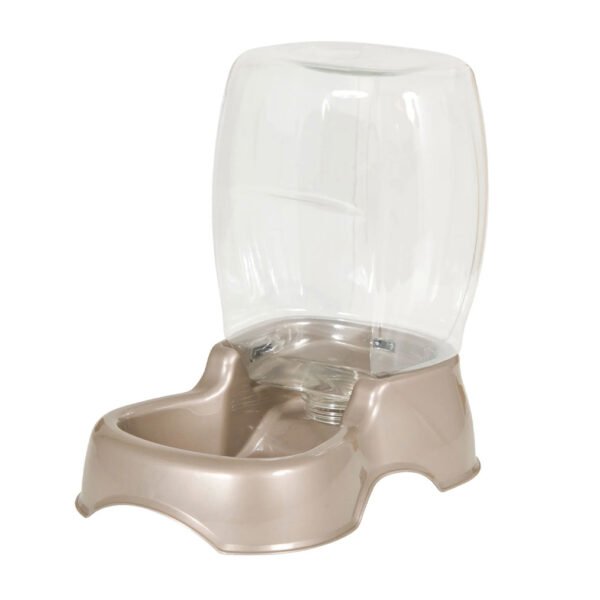 Automatic pet feeder with a transparent storage hopper and a feeding bowl at the bottom