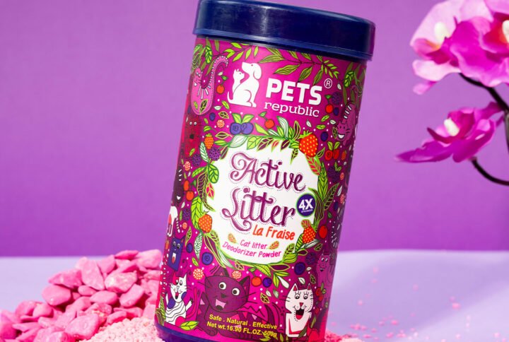 Pets Republic La Fraise 500g Cat Litter Deodorizer Powder with natural and safe ingredients, eliminates and neutralizes odor