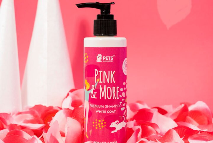 Pets Republic Pink & More 250ml White Coat Tearless Shampoo bottle with pure and soft formula, long-lasting