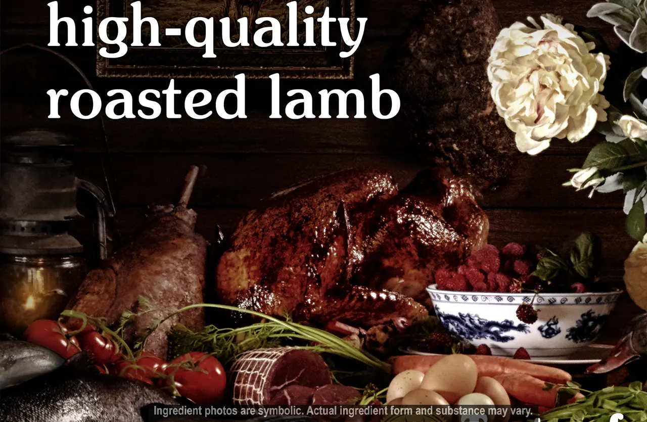 Still life featuring high-quality roasted lamb with rustic and natural elements, illustrating the "Discover the Primal Taste of Roasted Lamb" section.